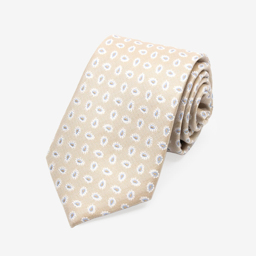 Sandfärgad slips från 7East i 100% siden modell T399 7,5 cm bred handsydd