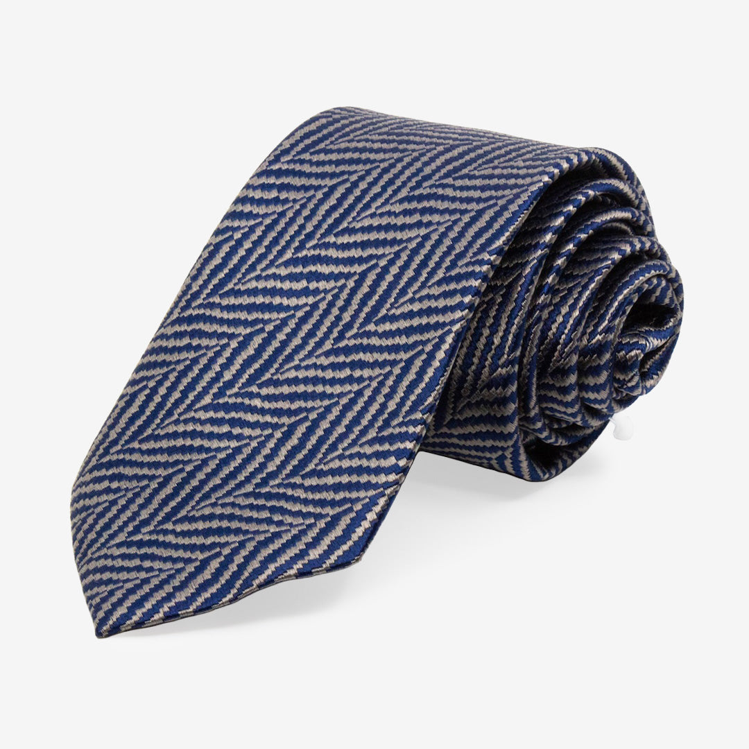 7East Väto mönstrad siden-slips Navy 7,5 cm T401