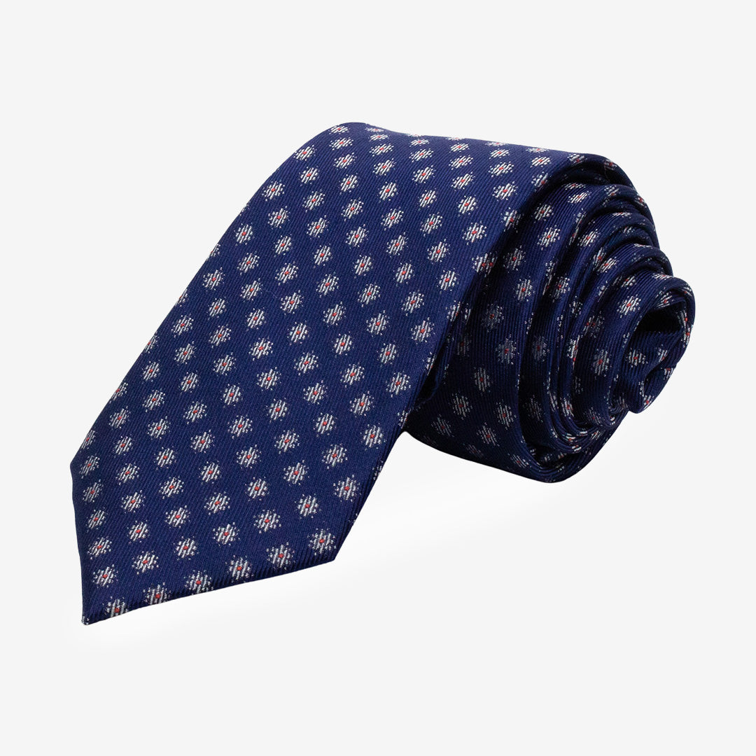 7East Stafford mönstrad siden-slips Blue 7,5 cm T433