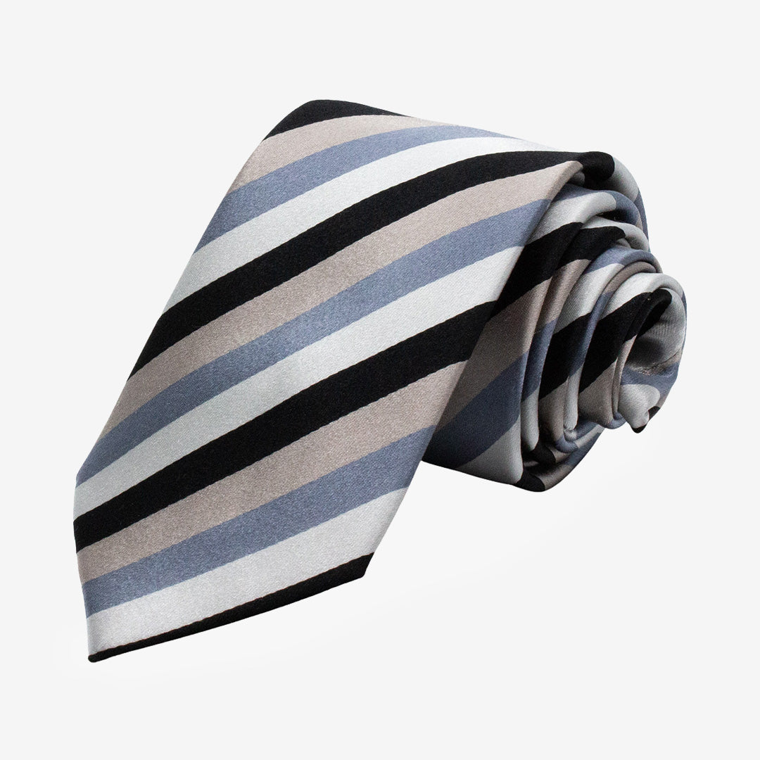 Grå slips från 7East i 100% siden modell T443 7,5 cm bred handsydd