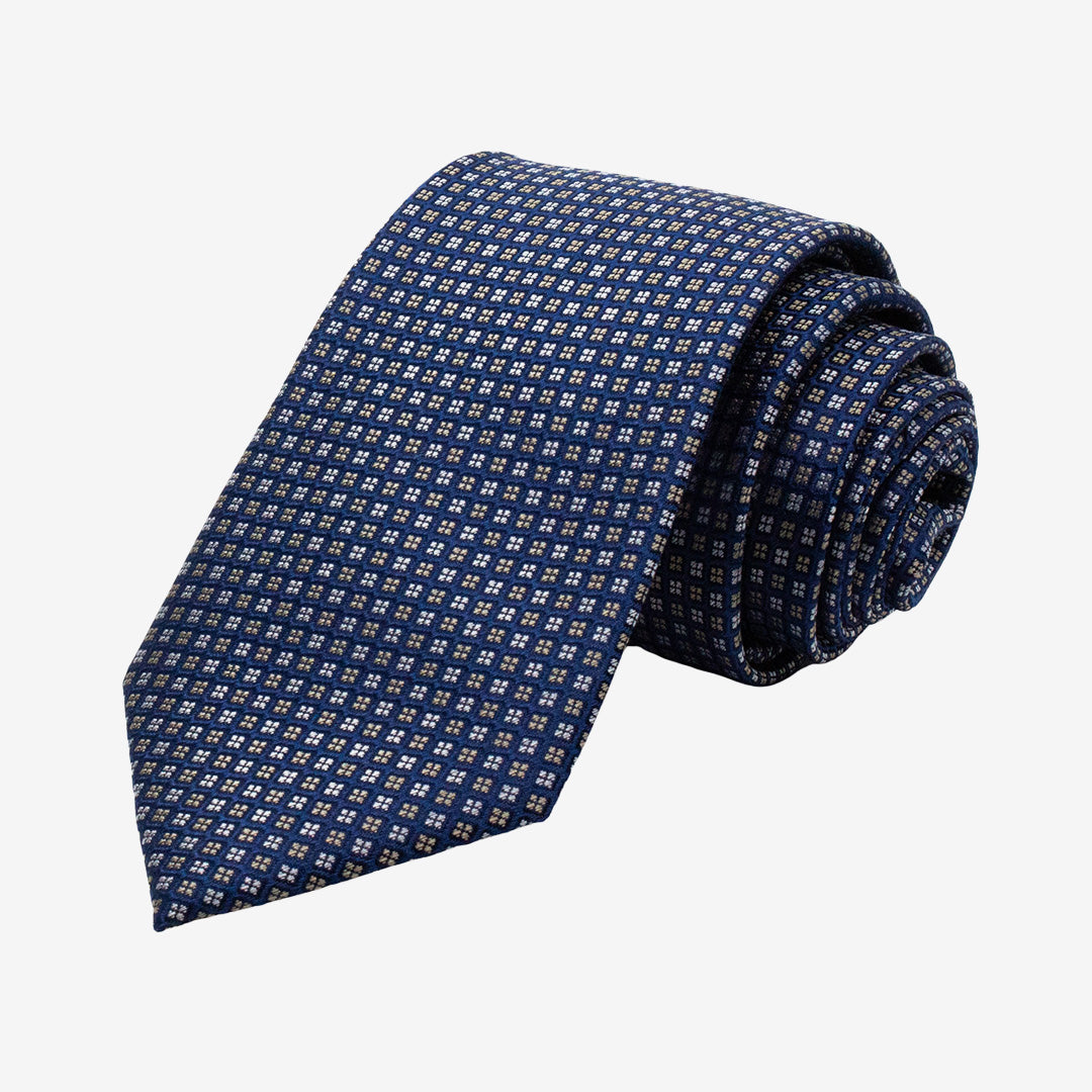 7East Bolton mönstrad siden-slips Blue 7,5 cm T444