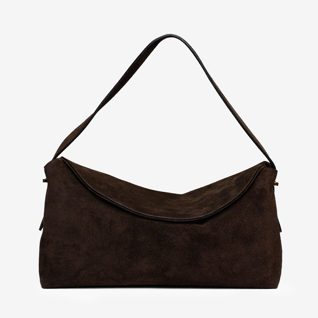 Torino Tor-S-G-Sc23 väska mörkbrun i äkta mocka med magnetlås och avtagbar axelrem