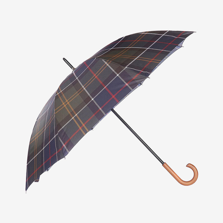 Barbour Tartan Full Length Umbrella i Classic Tartan med böjt trähandtag och klassiskt tartanmönster.