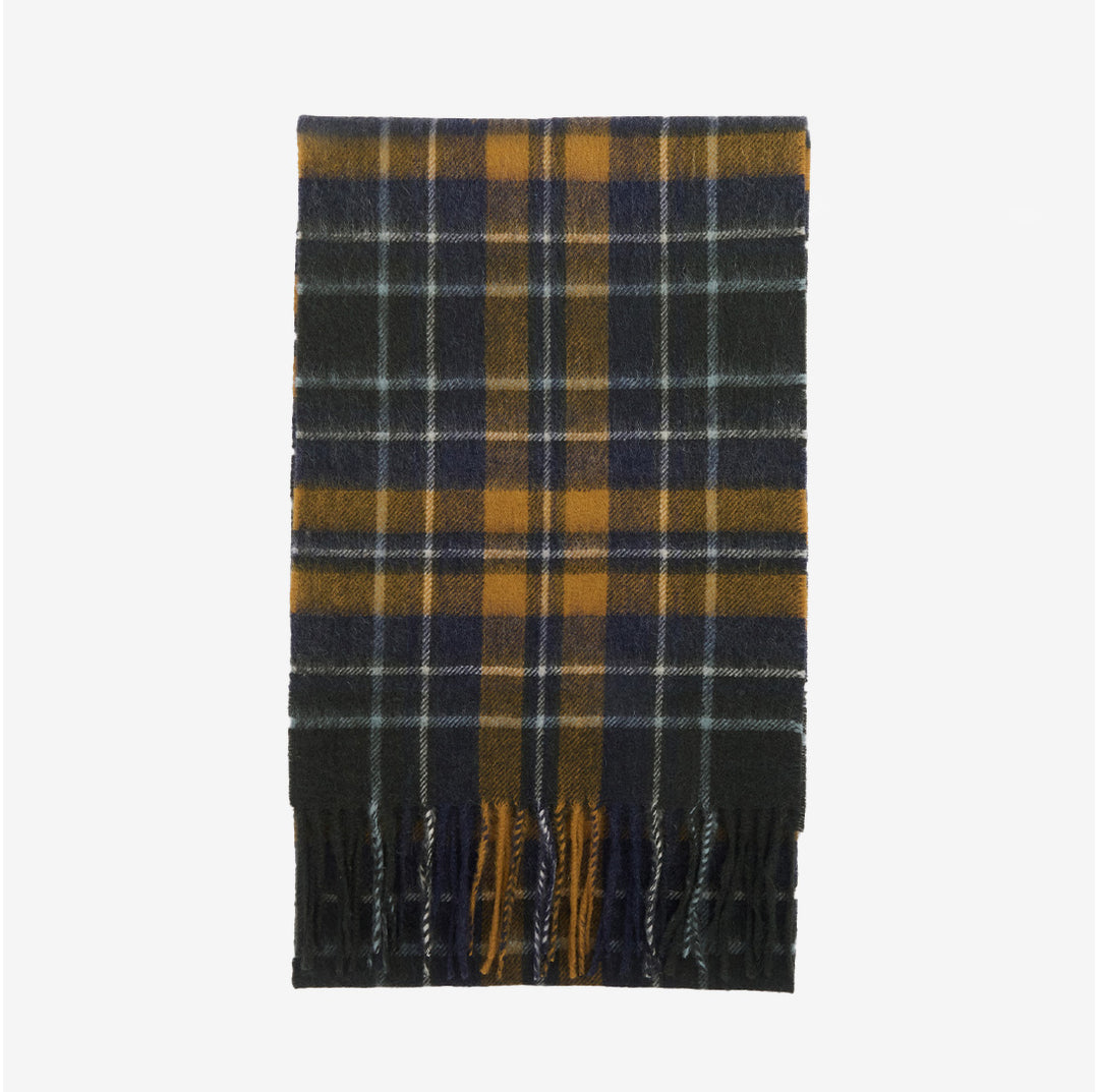 Barbour tartanhalsduk i lammull och kashmir i färgen Forest/Bronze Brown