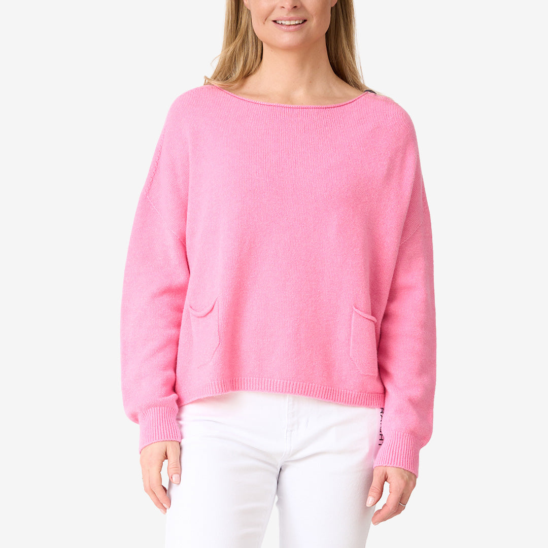 Fuchsia stickad tröja dam modell W102