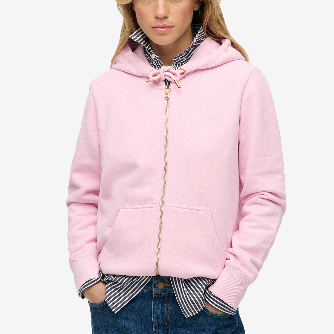 Superdry Essential Logo Ziphood – ziphoodie i bomullsblandning med broderad logga