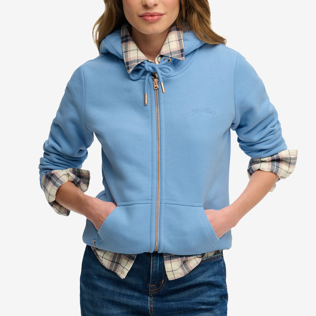 Superdry Essential Logo Ziphood – ziphoodie i bomullsblandning med broderad logga