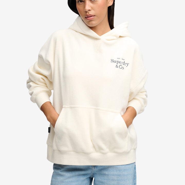 Superdry Drop Needle Velour Hoodie dam Cream W2012718A 22C
