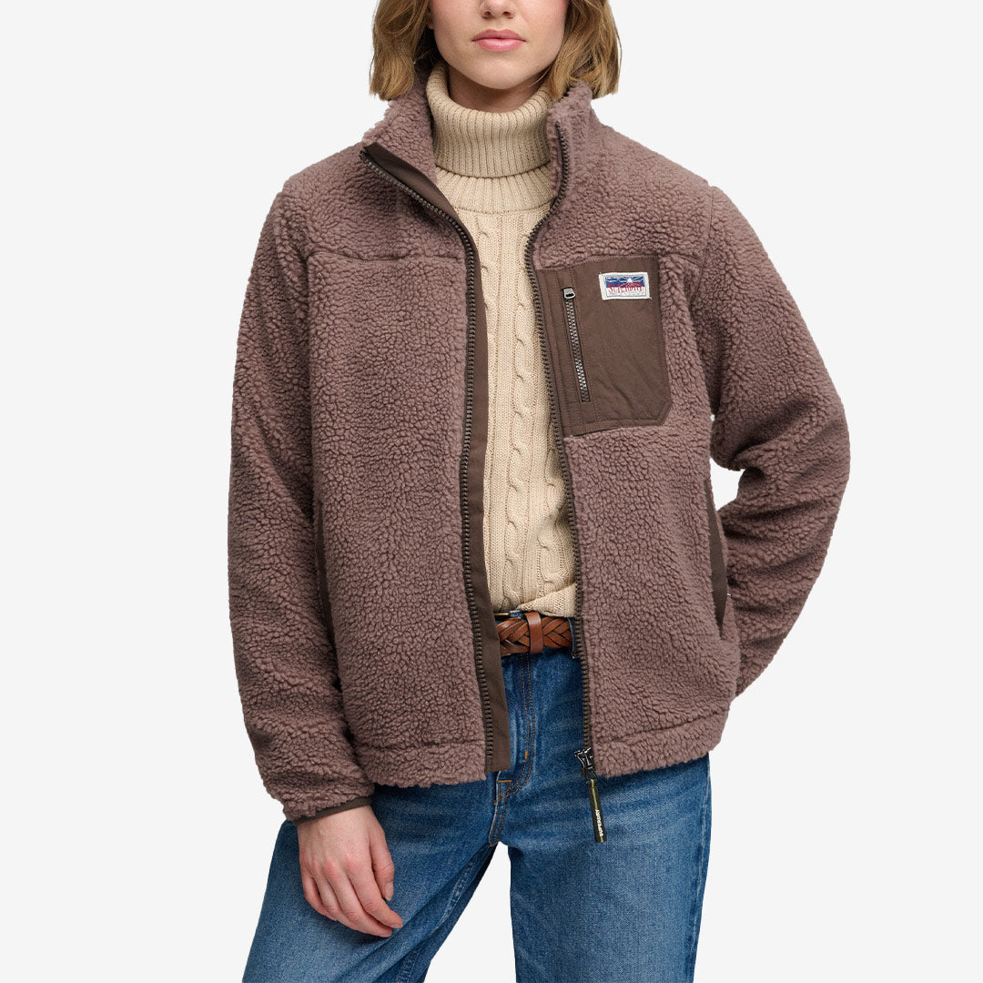 Superdry Heritage Zip Through Fleece dam Dark Taupe W2012736A MZ0