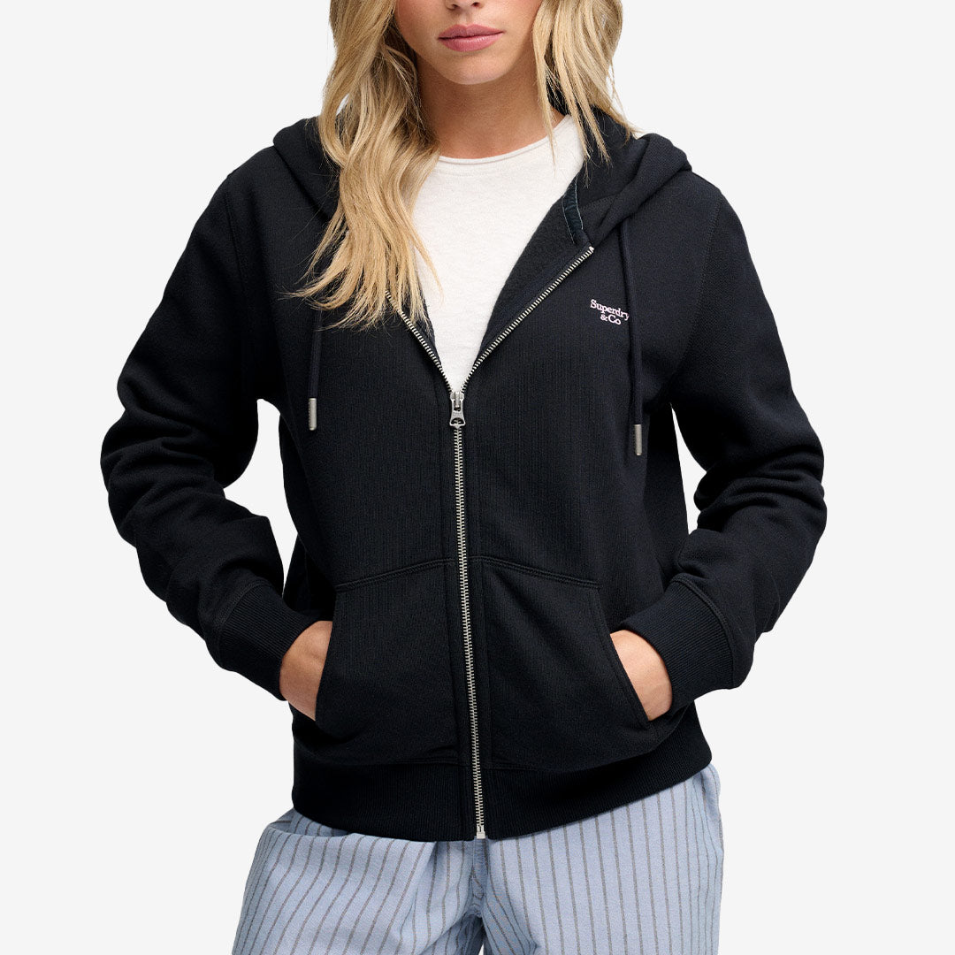 Superdry Signature Embroidered Zip Hoodie dam Eclipse Navy W2012780A 98T