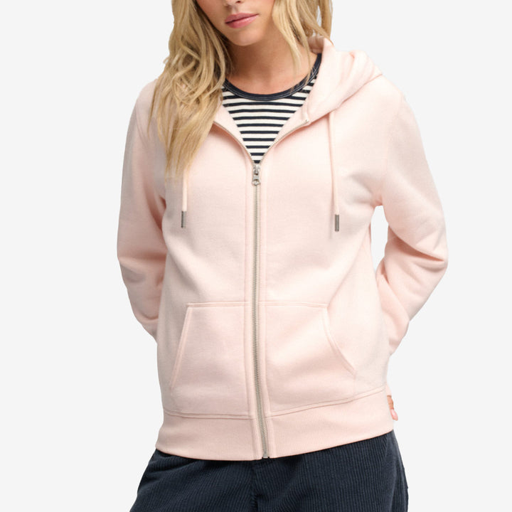 Superdry Signature Embroidered Zip Hoodie dam Rose Blush Pink W2012780A L3Q