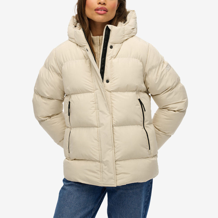 HOODED 5 BAFFLE SPORTS PUFFER