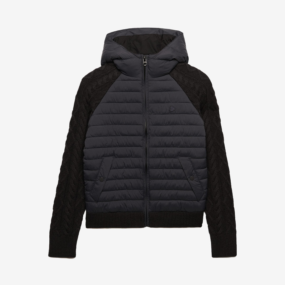 HOODED CABLE KNIT HYBRID