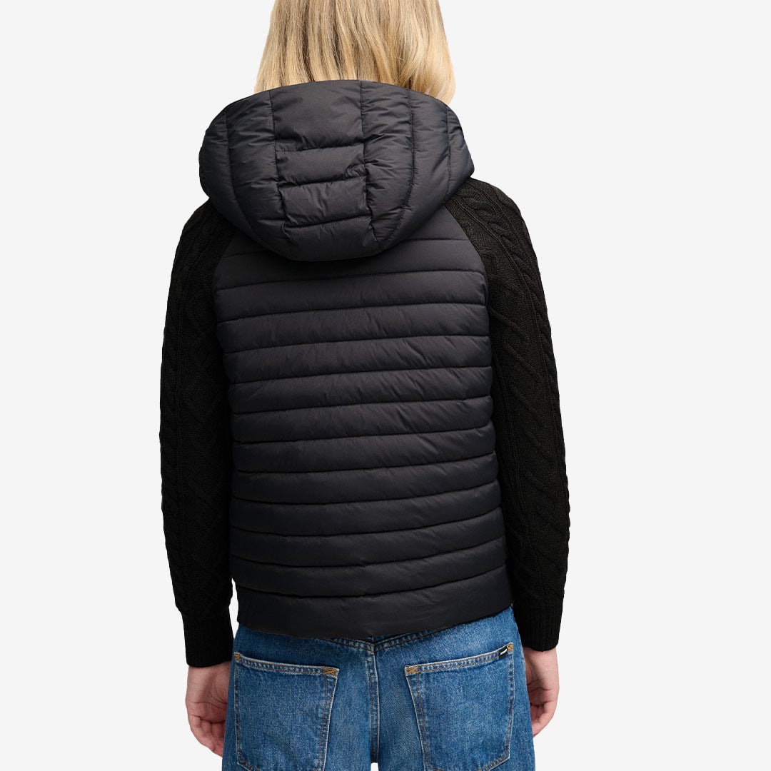 HOODED CABLE KNIT HYBRID