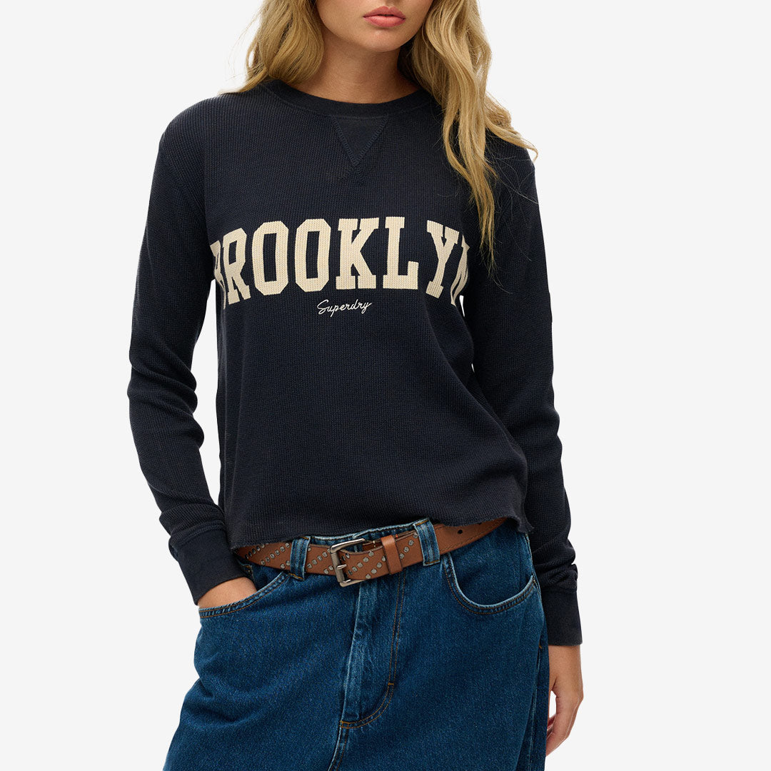 Superdry Athletic Essential Graphic LS Top – långärmad topp i bomull med grafiskt tryck