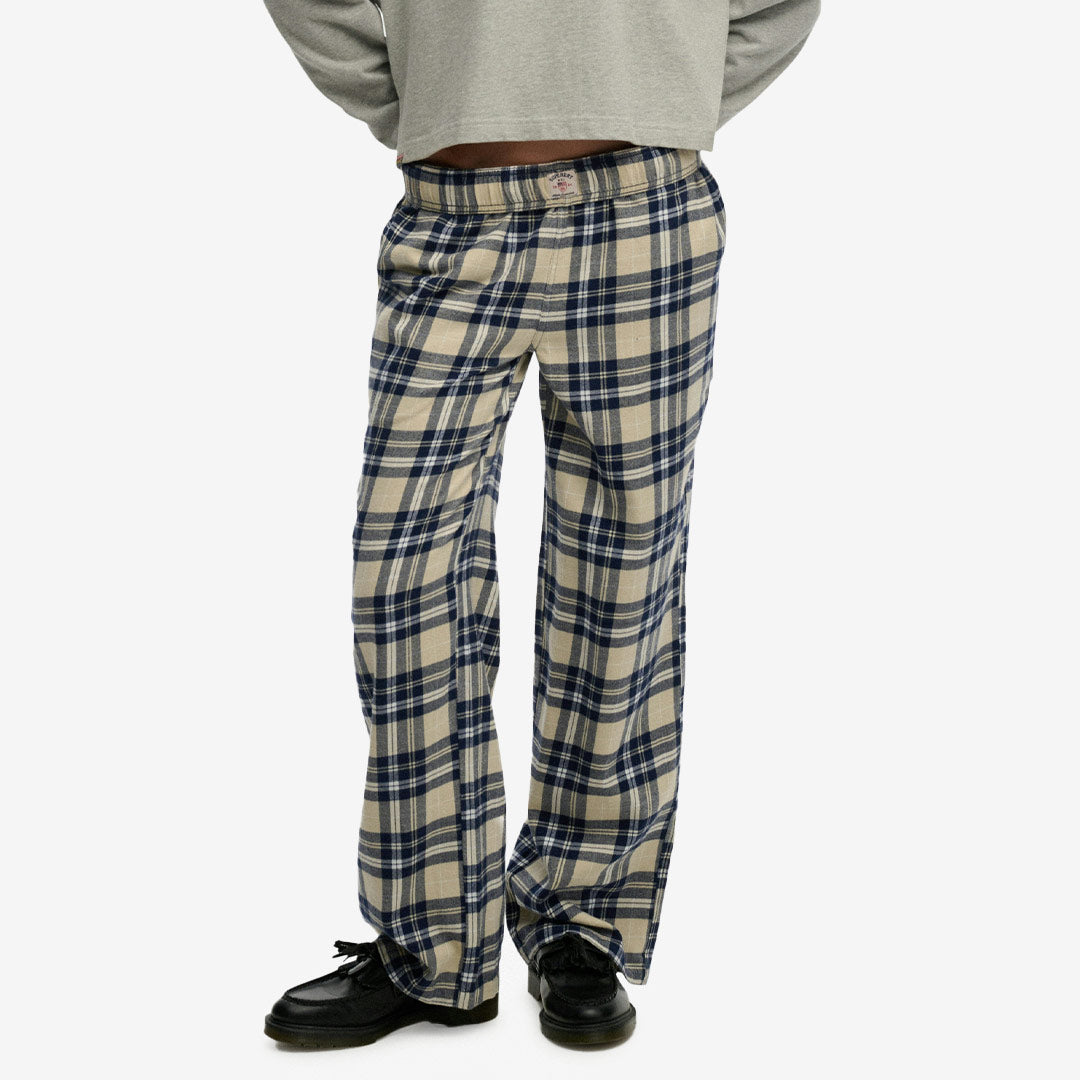 COTTON CHECK ELASTIC TROUSER