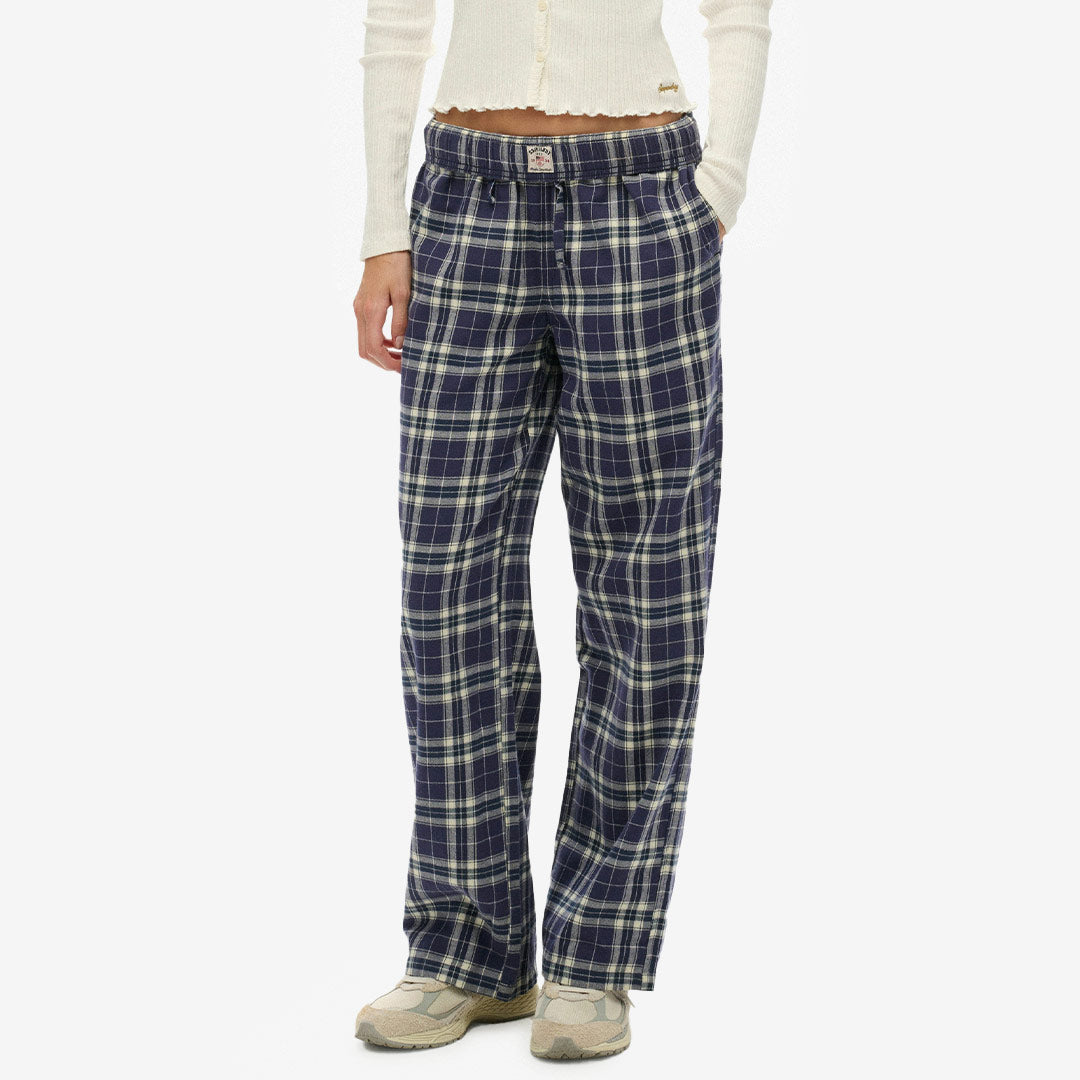 COTTON CHECK ELASTIC TROUSER