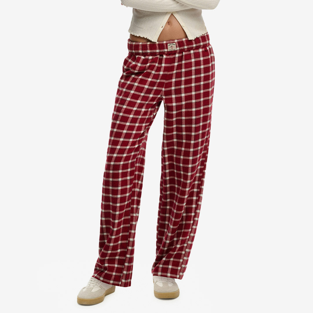 COTTON CHECK ELASTIC TROUSER