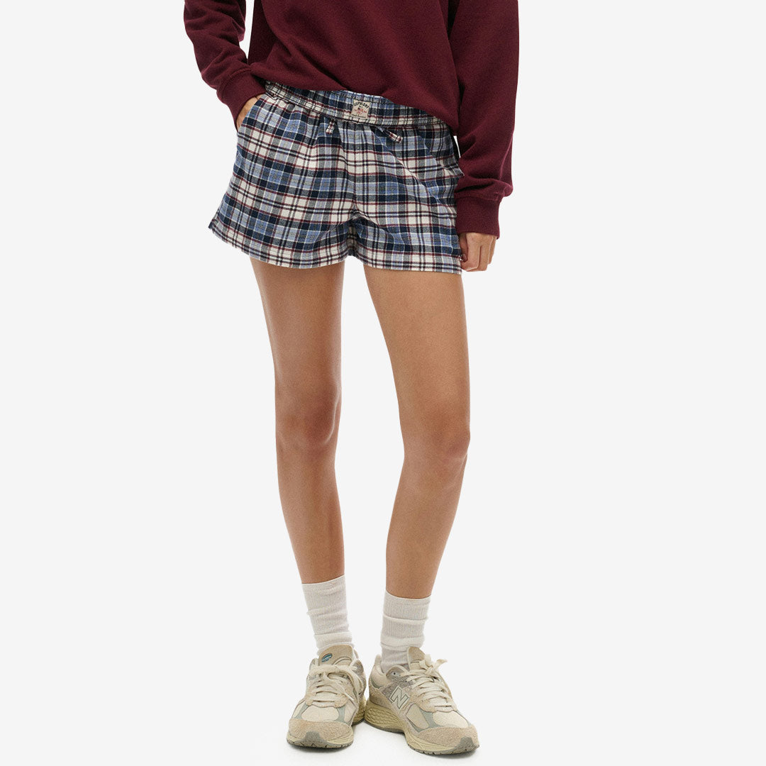 Superdry Cotton Check Elastic Shorts dam Blue Red Check W7110517A 85G