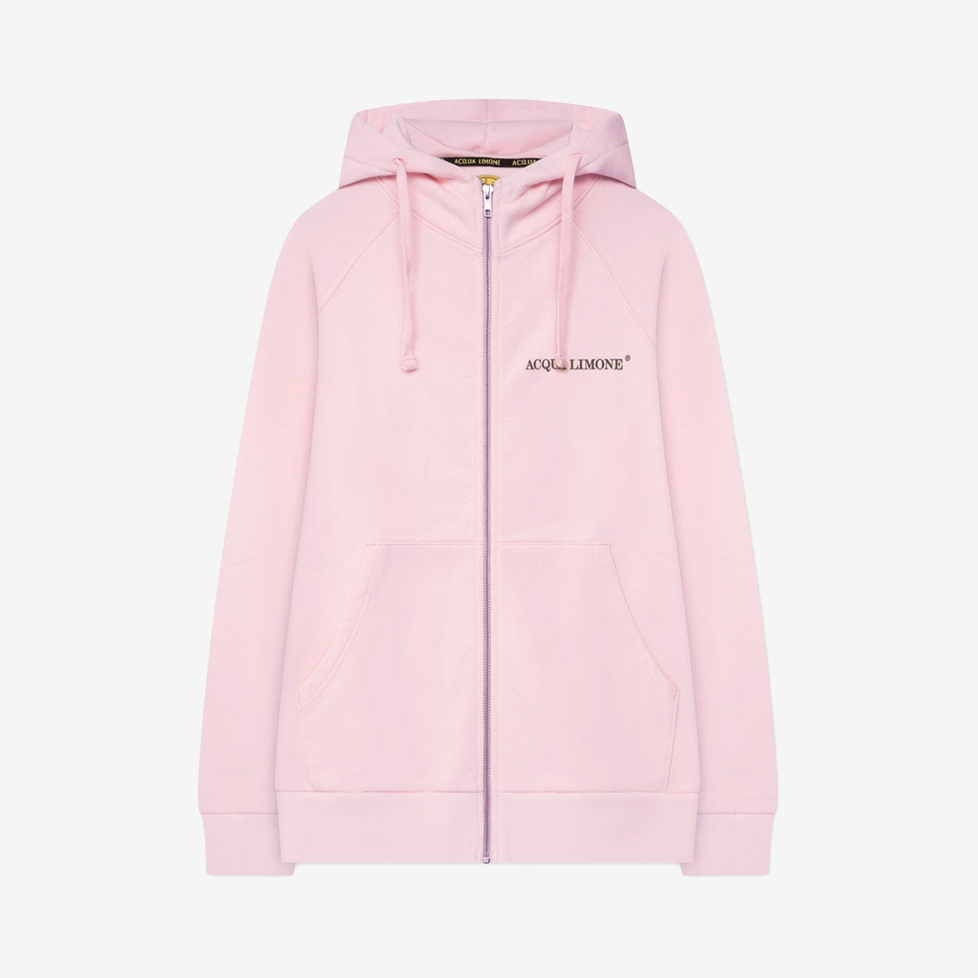 Acqua Limone Washed Zip Hoodie  Pale Pink unisex bomull vintage look