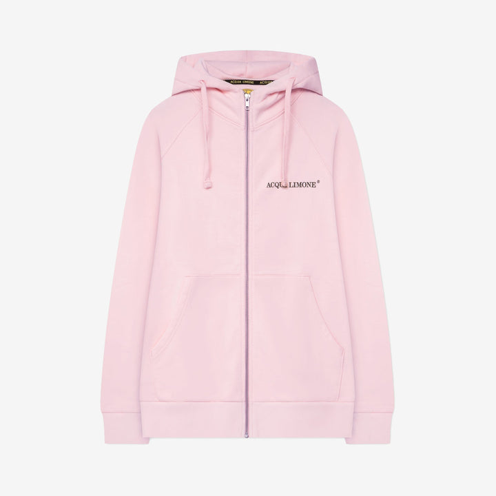 Acqua Limone Washed Zip Hoodie  Pale Pink unisex bomull vintage look