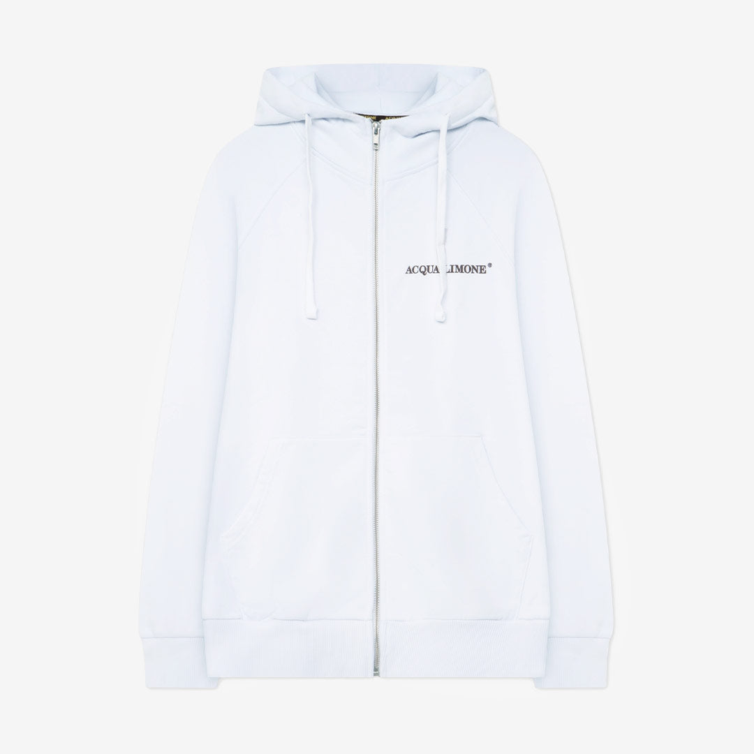 Acqua Limone Washed Zip Hoodie White unisex bomull vintage look