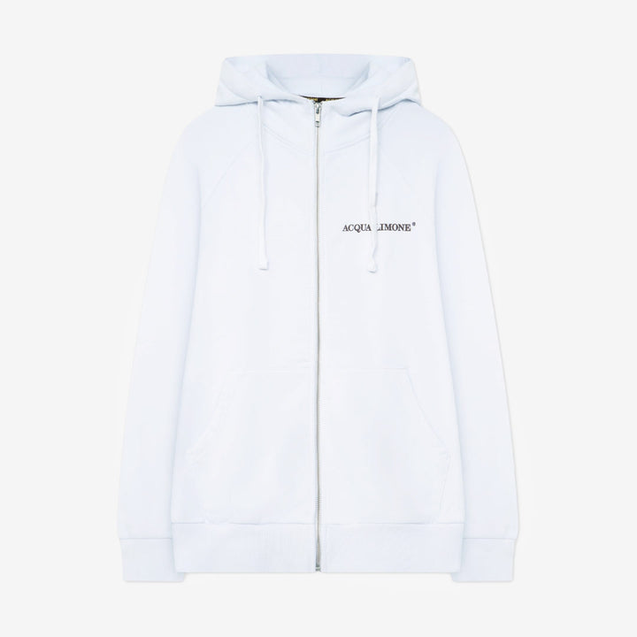 Acqua Limone Washed Zip Hoodie White unisex bomull vintage look