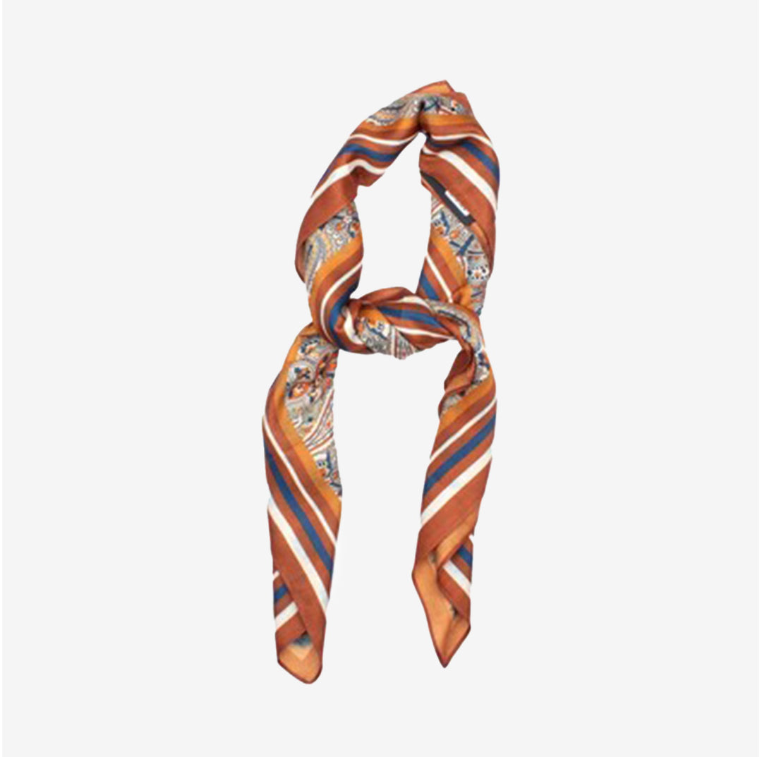 Vändbar orange sjal i polyester med två mönster – Trento Scarf Y2650