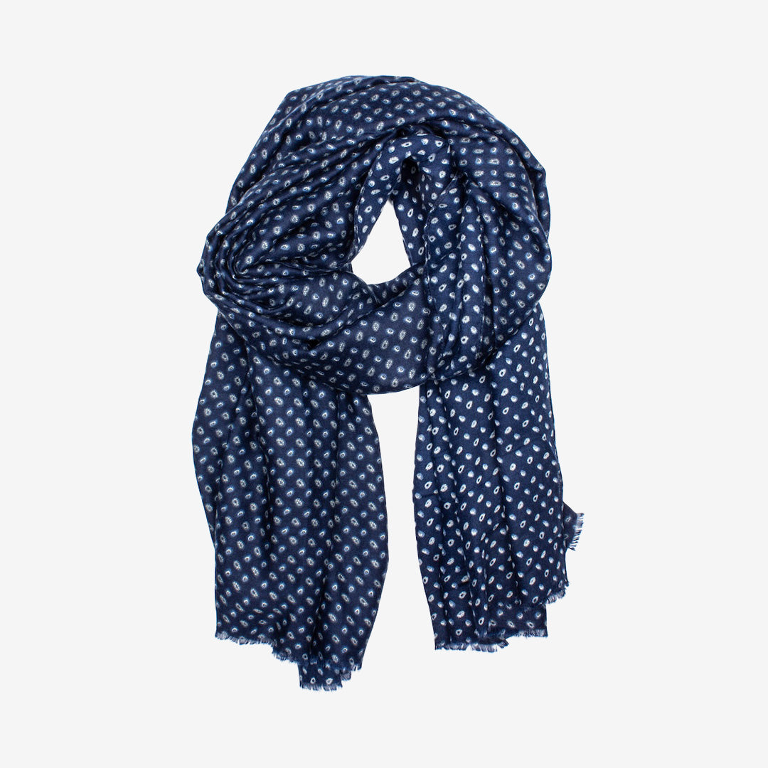 Blå mönstrad sjal från 7East i 100% polyester modell Y2723 storlek 180x90 cm