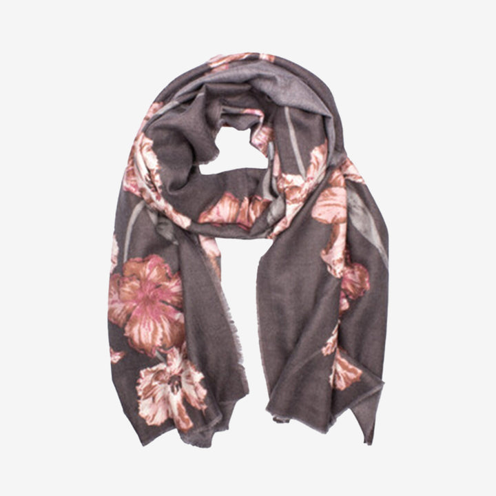 Alvor Scarf mönstrad sjal i grått, tillverkad i viskos och polyester