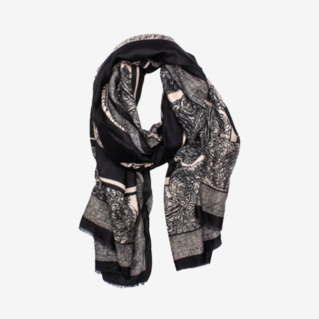 Braga Scarf mönstrad sjal i svart, polyester