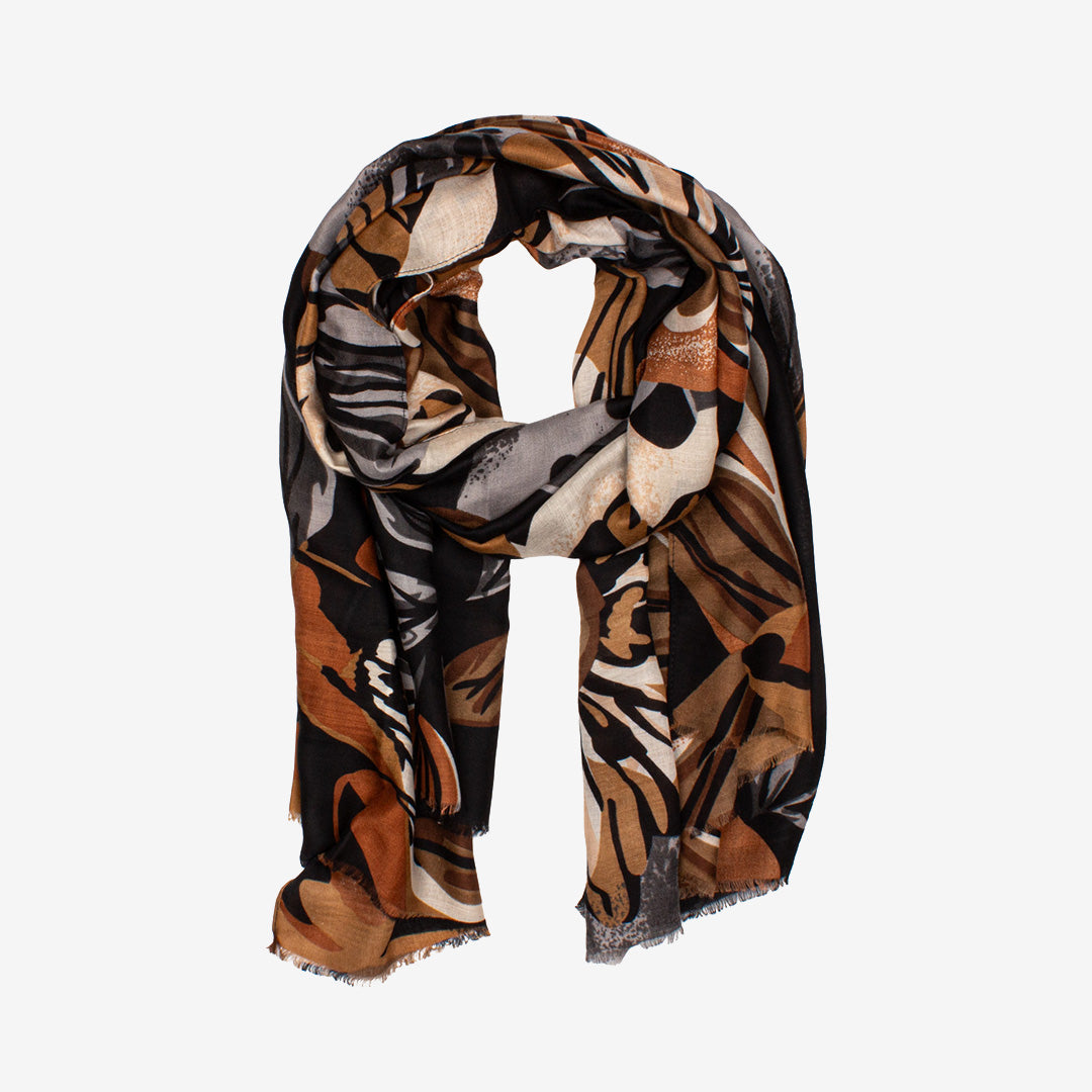 Seven East Beder Scarf mönstrad sjal i Black, 180 x 90 cm, tillverkad i 100% polyester.