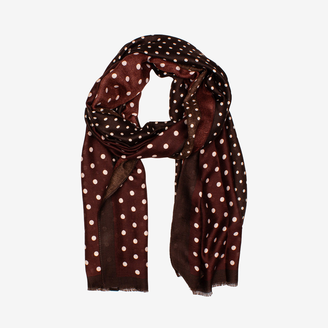 Seven East Herning Scarf mönstrad sjal i Brown, 180 x 90 cm, tillverkad i 100% polyester.