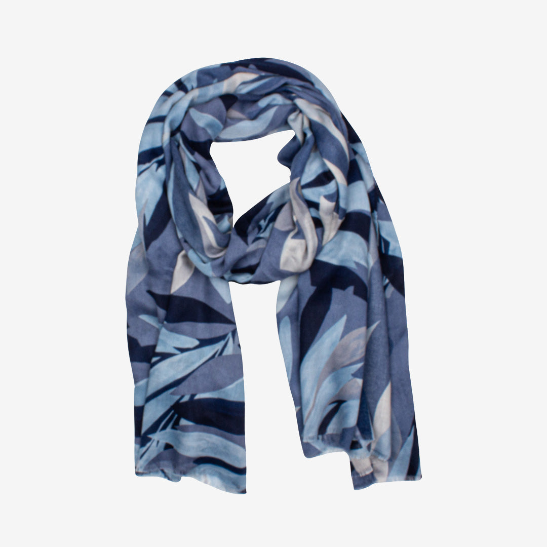 Seven East Hemmet Scarf mönstrad sjal i Blue, 180 x 90 cm, tillverkad i 100% polyester.