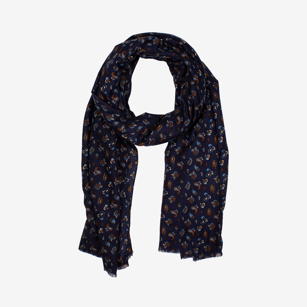 Seven East Kvong Scarf mönstrad sjal i Blue, 180 x 90 cm, tillverkad i 100% polyester.