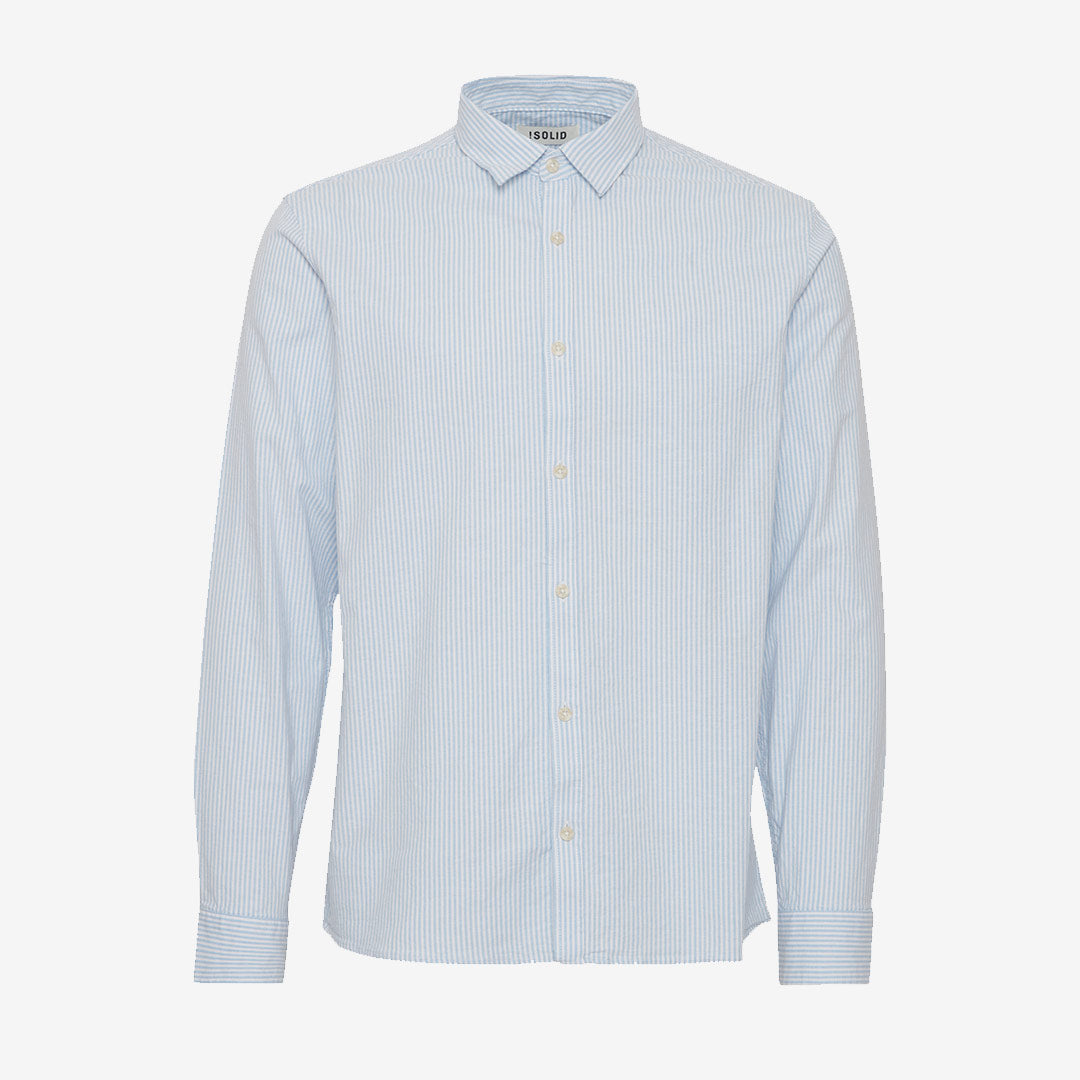 Långärmad SDVal Stripe skjorta i Sky Blue med klassisk krage och ränder