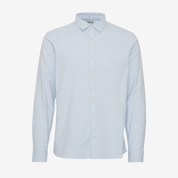 Långärmad SDVal Stripe skjorta i Sky Blue med klassisk krage och ränder