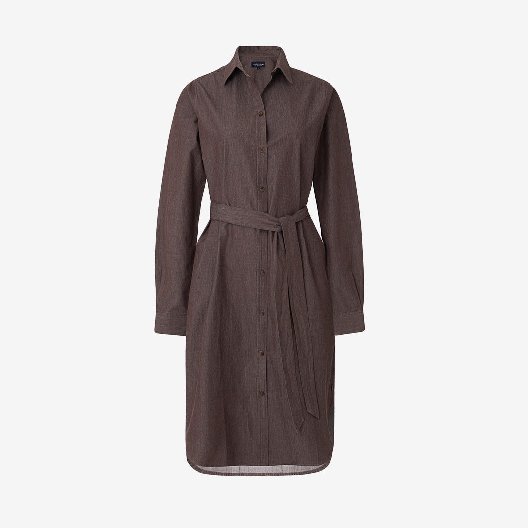 Isa Brown Denim Shirt Dress