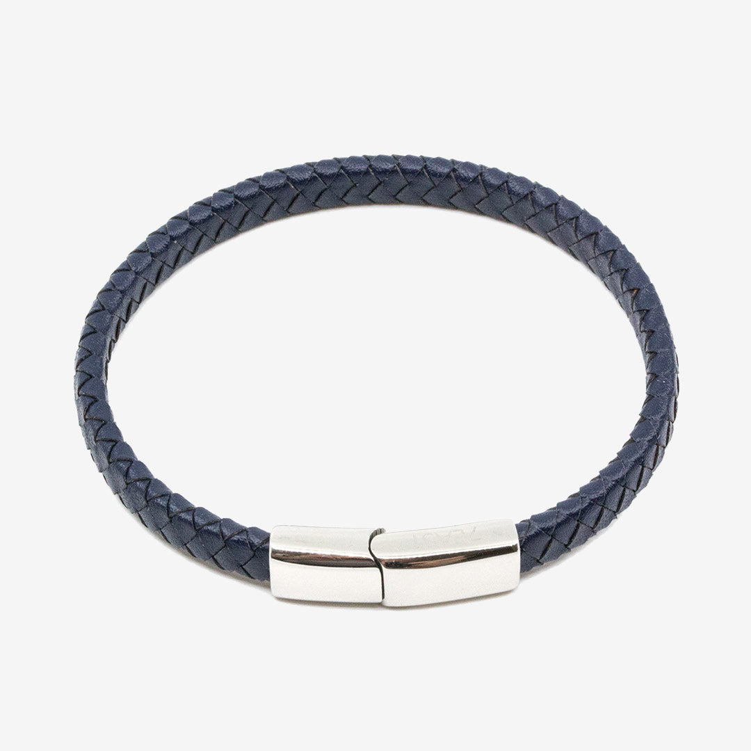 7East M112B flätat läderarmband herr Blå